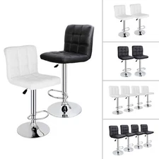 2PCS/4PCS Adjustable Bar Stools PU Leather Dinning Chair with Back White/Black