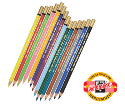 KOH-I-NOOR Mondeluz Aquarellstifte wasservermalbar - Einzelstifte - 100 Farbtöne