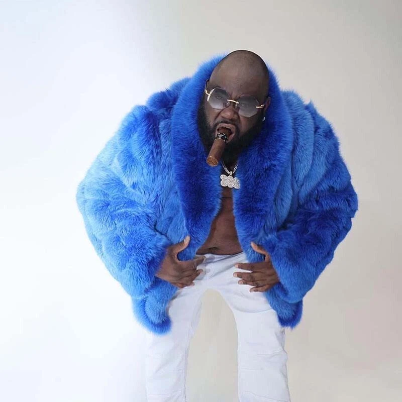 Moda Masculina Casaco de Lapela de Pele de Raposa Real Plus Size Jaquetas de Pele Roupa Externa Curta Quente - Imagem 4 de 4