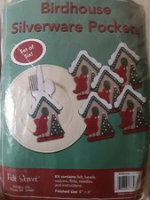 Birdhouse Silverware pockets from Felt Street set of six Open Package but UNUSED