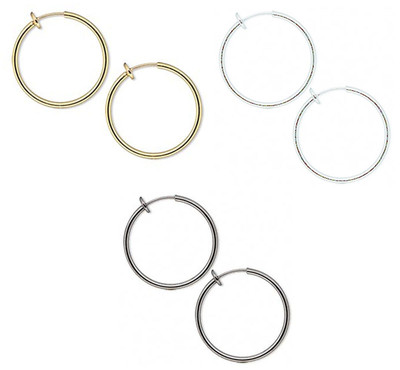 Pierced Look Clip on Hoop Earrings 1 3/8 inch With Snug Fit Spring ...