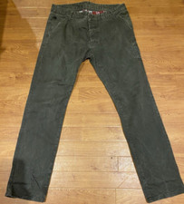 Zara Man Premium Collection Olive Green Distressed Look Cotton Trousers W36 L34"