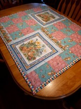 Patchwork Cotton baby quilt. Bunnies/flowers. Very Colorful, Unisex NWT