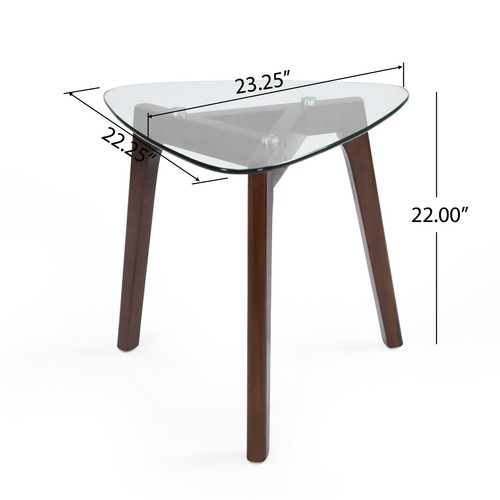 Mid-Century Modern End Table with Glass Top - Picture 5 of 6