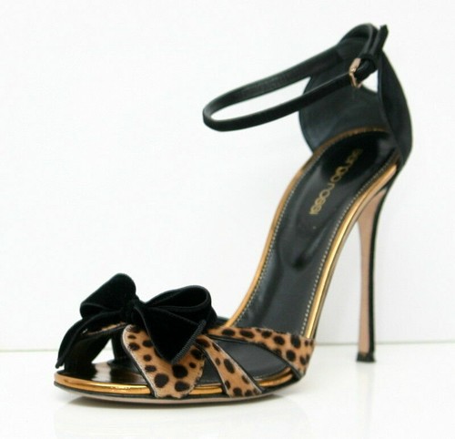 Sergio Rossi scarpe Donna пони принт черные высокие каблуки, сандалии,  размер 39.5 Eur | eBay