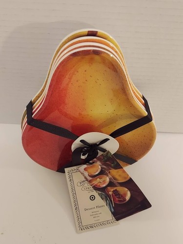 JOHN DERIAN TARGET 4pk Melamine PEAR Shaped Dessert Plates 9"x7", NEW with tags - Picture 3 of 3
