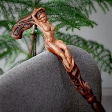 Designer love girl wooden walking stick cane, Hand Carved walking cane