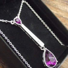 SILVER PLATED PURPLE gem bead NECKLACE/EARRINGS ex store FASHION JEWELLERY drop