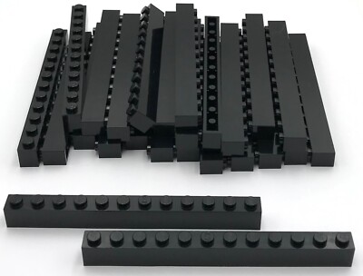 Lego 25 New Black Bricks Building Blocks 1 x 12 Stud Parts