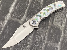 SixLeaf SL-101-M390-Shell Folding Knife M390 Titanium/ mother of pearl Handle K