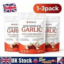 1- 3PACK Resilia Garlic Extract 600mg Softgels - 60 Count - Odorless Aged Garlic