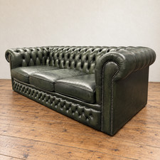 3 seater Dark Green leather button back chesterfield sofa setee DELIVERY*