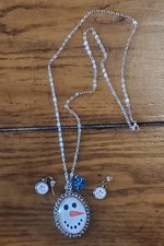 Kole Jax Snowman Pendant Necklace and Earrings Set Christmas winter silvertone