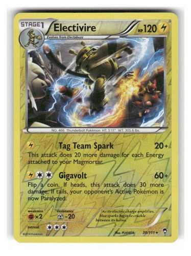 Electivire 30/111 Reverse Holo Lightly Played Furious Fists