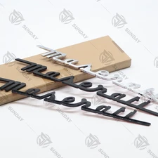 For Maserati Trunk Nameplate Emblem Black Chrome Letter Badge Ghibli Replacement
