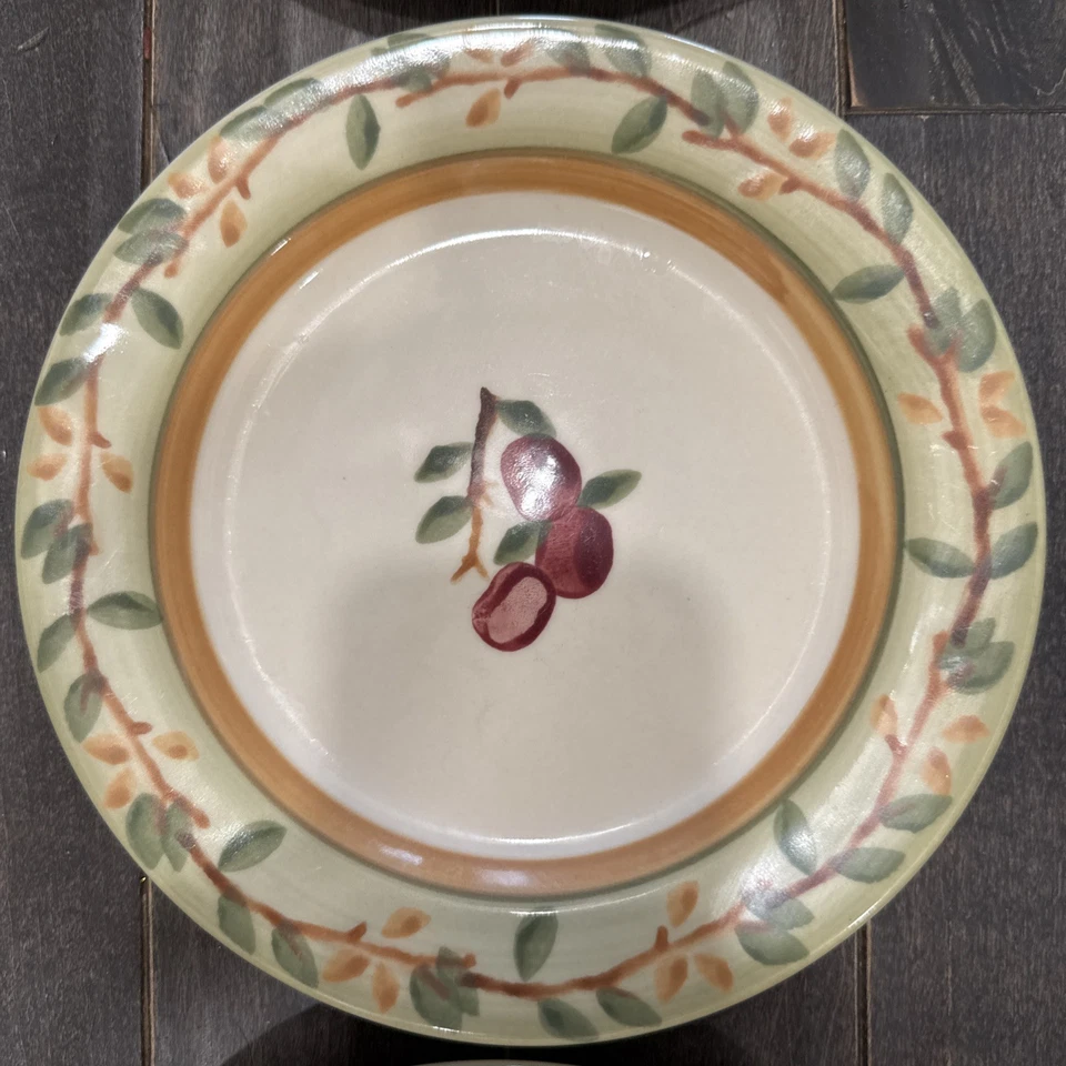 Pratos de sobremesa Hartstone Pottery EUA junho cerejas (6) vintage - Imagem 3 de 4