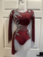 Glamour Costumes Wine Red Lyrical Contemporary Solo Dance Costume - Small adult