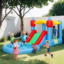 4 in 1 Inflatable Bounce House with Slide, Basketball Hoop, Ball Pit, 370W Blowe