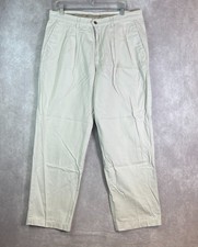 VTG Dockers Pants Mens 34x28 White Double Pleated Twill 90s Made in USA 40443