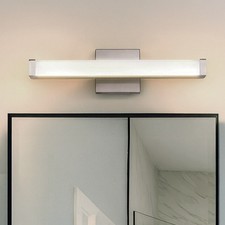 18" LED Selectable Lumen Brushed Nickel Vanity Light White Polycarbonate Shade