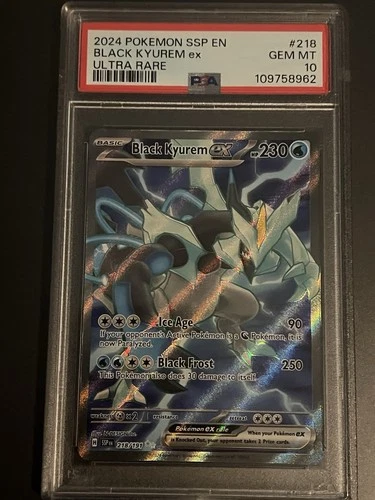 2024 POKEMON SSP EN-SURGING SPARKS ULTRA RARE #218 BLACK KYUREM EX PSA 10