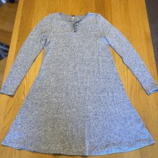 Poof💙💙 Blue Marbled Long Sleeve Soft Sweater Dress Size M EUC Cute Neckline