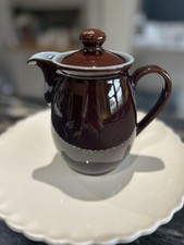 Vintage Denby Pottery HOMESTEAD Large 1 Pint Coffee Pot - treacle brown blue