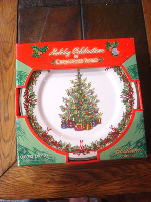 Christopher Radko Traditions Holiday Celebrations Dinner Plates 11'' Set Of 4 NEW