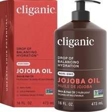 Cliganic Jojoba Oil Non-GMO, Bulk 16oz  100 Pure for Skin, Hair  Face,...