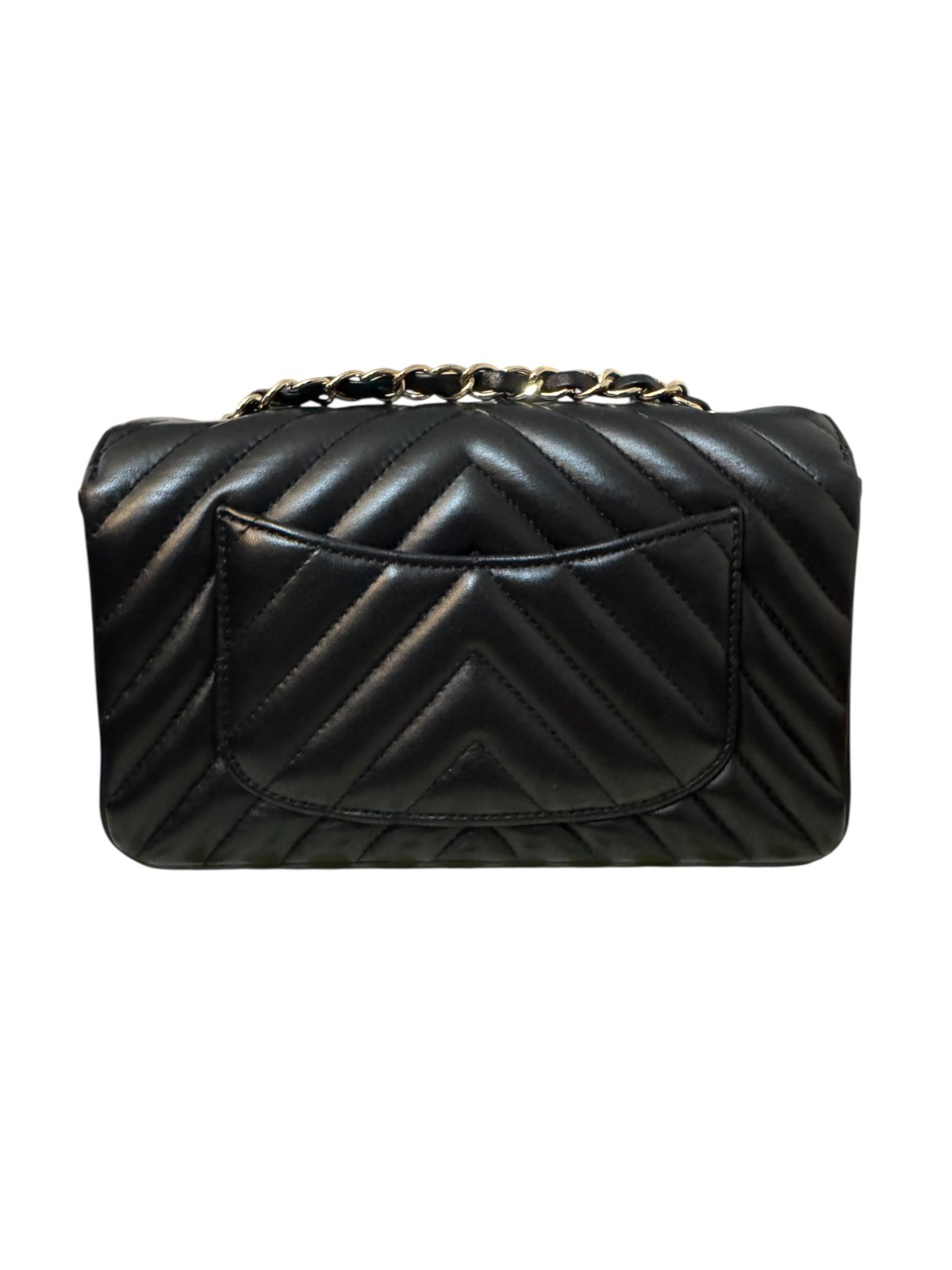 CHANEL Black Mini Rectangular Chevron Flap Bag sh… - image 4