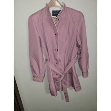 Vintage Ms. Freddie Belted Pleated Trench coat In Pink And Cream