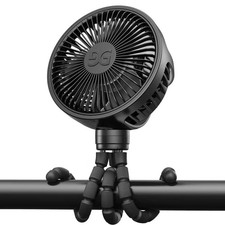 Rechargeable Baby Stroller Fan, 360  Adjustable  Quiet, 16H Runtime