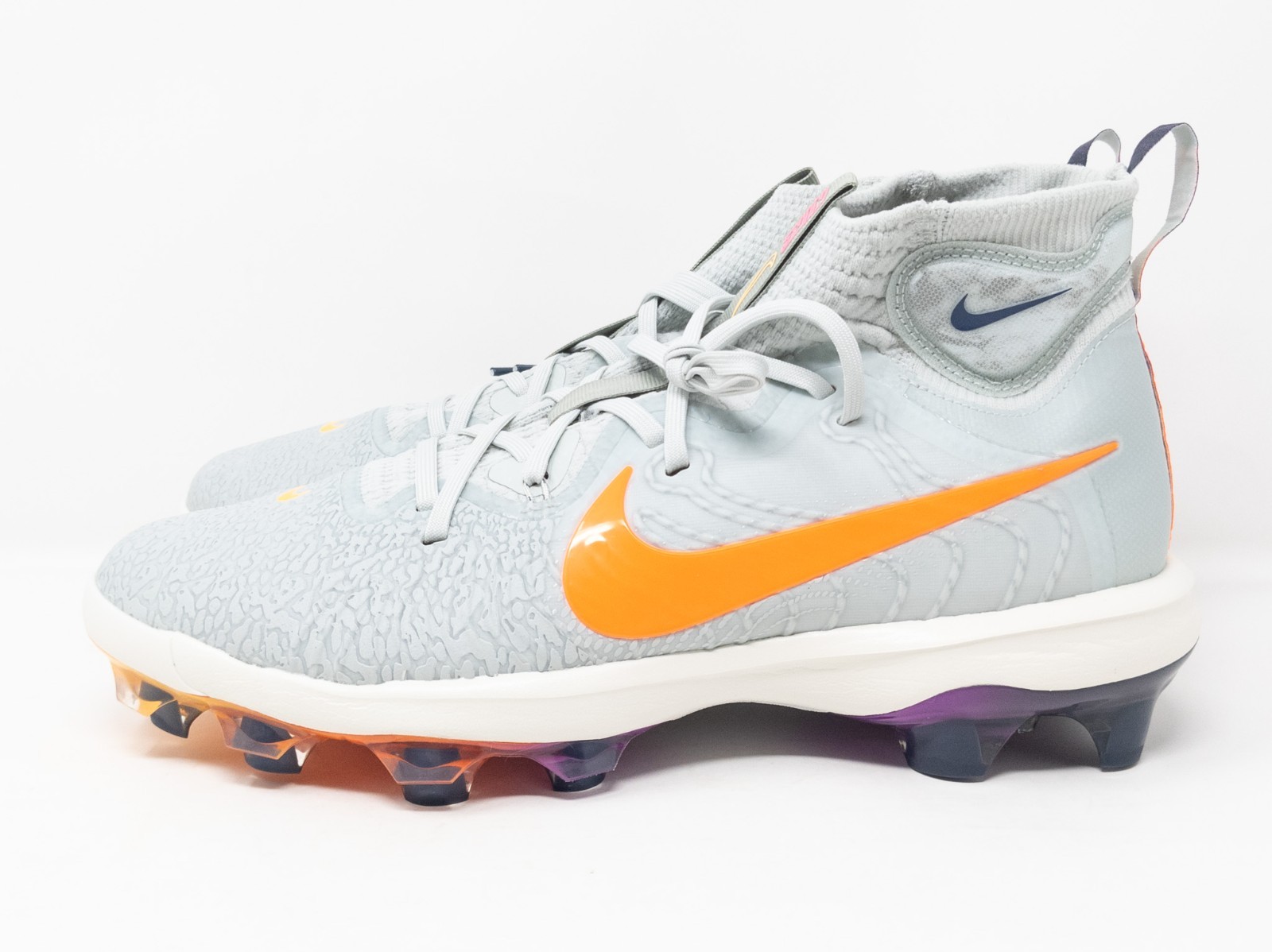 [Sz 11.5] Nike Alpha Huarache NXT MCS Mid Baseball Cleats Grey Orange HF1132-001 thumbnail 4