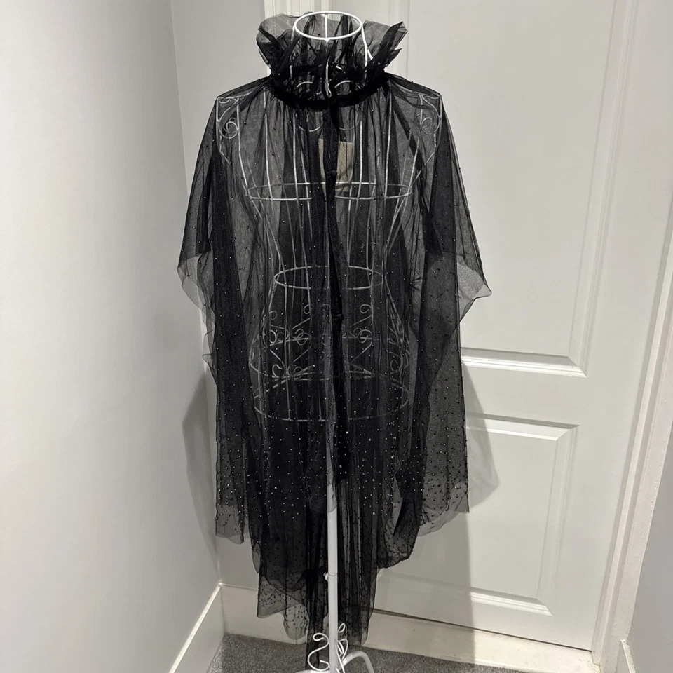 BNWT All Saints Sez Embellished Tulle Cape Black One Size RRP £199.00 - Image 2 of 4