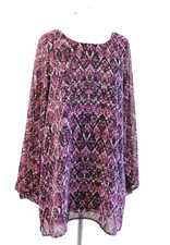 Show Me Your Mumu Bombshell Snakeskin Print Shift Dress Flared Sleeve Purple XS