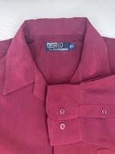 Ralph Lauren Vintage Shirt Mens XXL Burgundy Button Down Long Sleeve White Horse