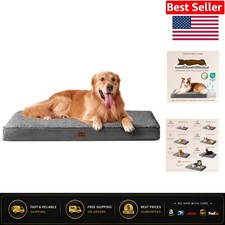 Plush 44IN Grey Dog Bed with Egg Crate Foam for Ultimate Pet Comfort  Support