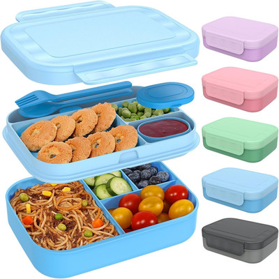 On-the-Go Lunch Stack 5.8 Cups Leakproof Multiple Compartments Bento Box Blue
