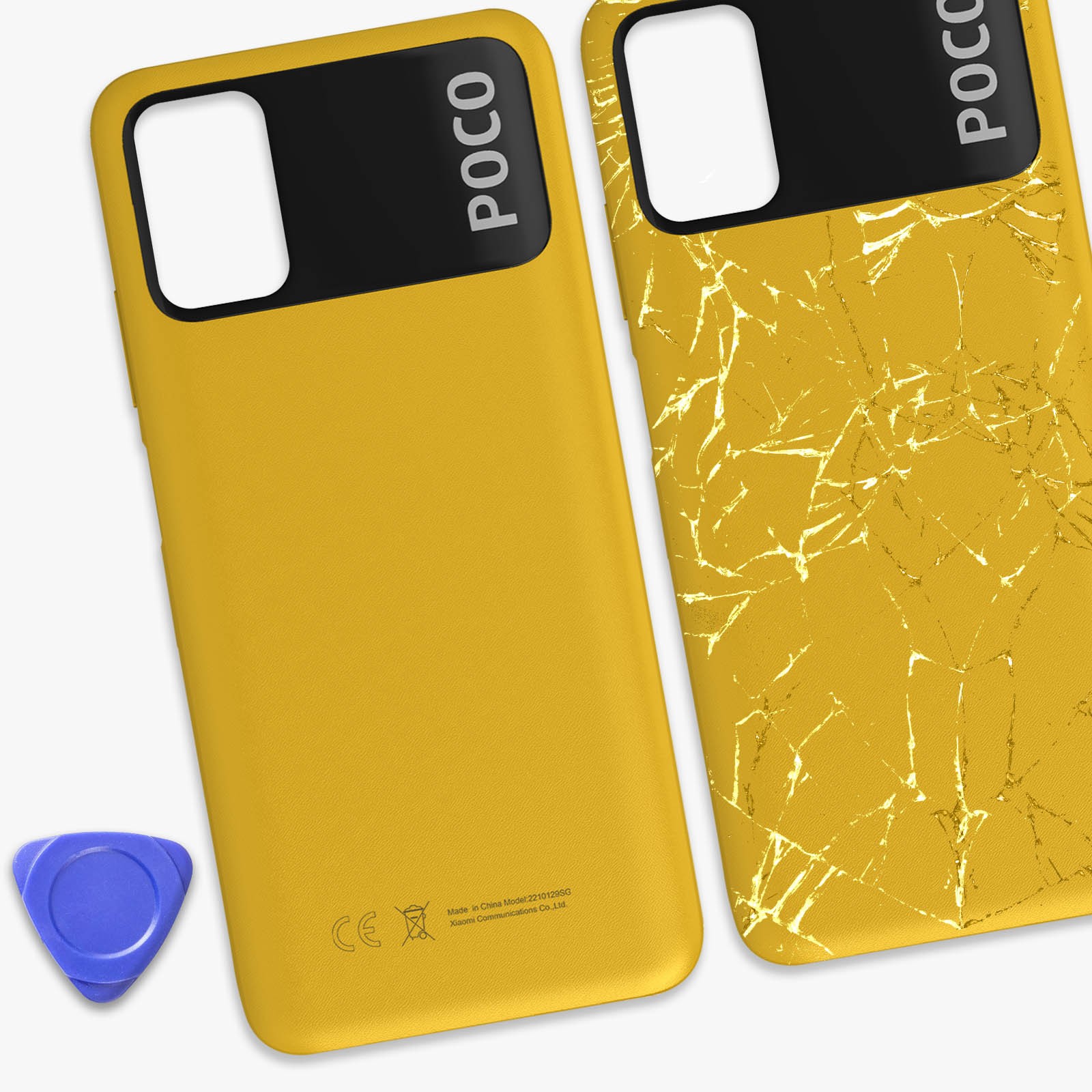 Vitre arrière Xiaomi Poco M3 Jaune Original Service Pack pour réparation de smartphone