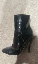 Valentino Black Patent Leather Ankle Boots with Studded Heel