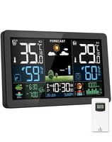 Haoyao Wetterstation Funk MIT AußEnsensor, Schwarz, 60M Reichweite, Farbdisplay