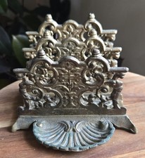 VINTAGE SOLID BRASS DETAILED MAIL RACK AND CO...