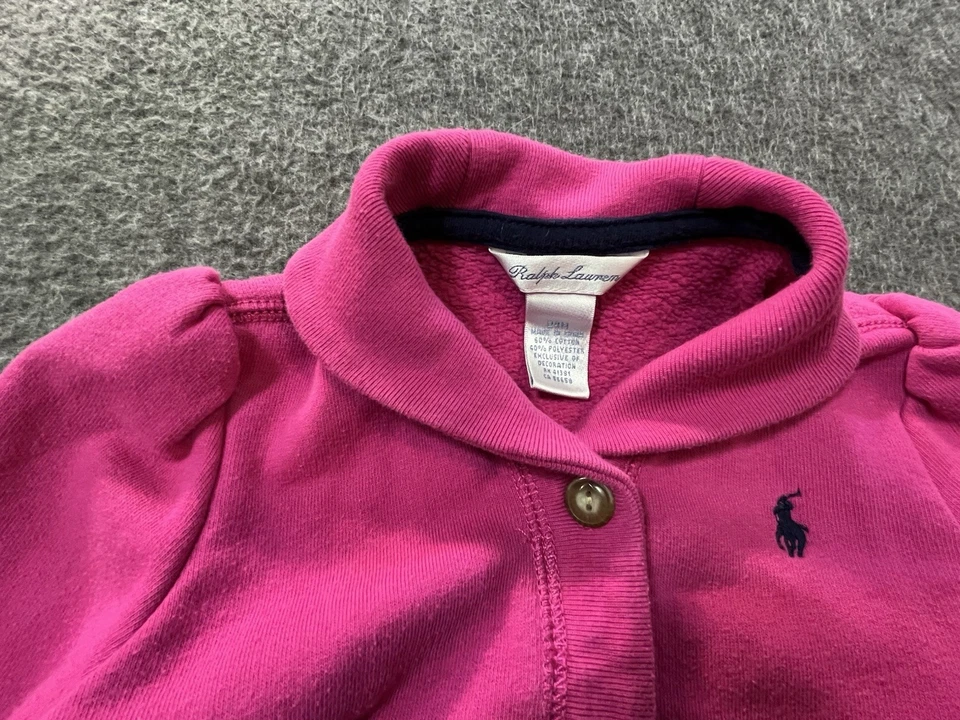 Ralph Lauren Conjunto de Sudadera y Pantalones de Sudadera Rosa Caliente para Niñas Pequeñas Talla 24 Meses Foto 3 de 4
