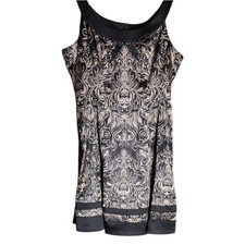 New Directions Women’s 16 Black Gold Floral Sleeveless Y2K Retro Party Dress