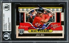 Juan Soto Signed 2019 Panini Leather & Lumber Bat Patrol Card BP8 Mets Beckett