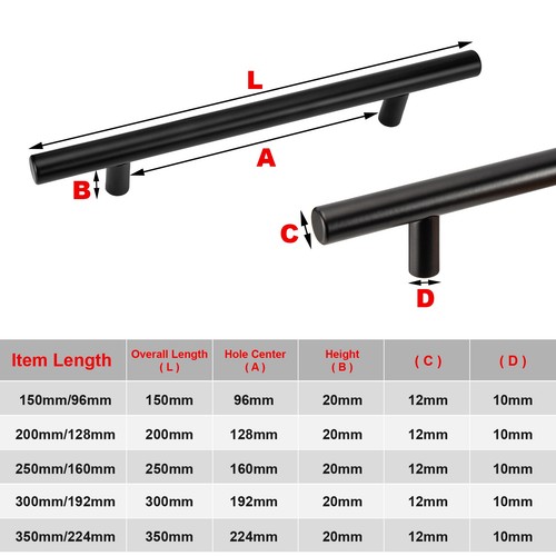 Kitchen Cabinet Door Handles Matte Black Stainless Steel Door Drawer Pull T Bar - Picture 11 of 15