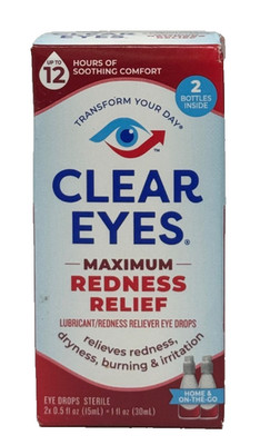 Clear Eyes,lubricant Redness Relief Eye Drop 0.5 Fl. Oz. (2 Bottles )EXP. 4/2026