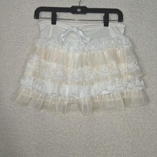 Lace Ruffle Tiered Mini Skirt Sz XS Layered Cupcake Fairy Whimsical Coquette