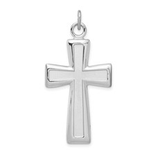 Silver Platinum-plated Polished and Satin Cross Pendant QC7240