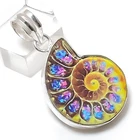 Ammonite Fossil Gemstone 925 Sterling Silver Jewelry Pendant 1.46" w055